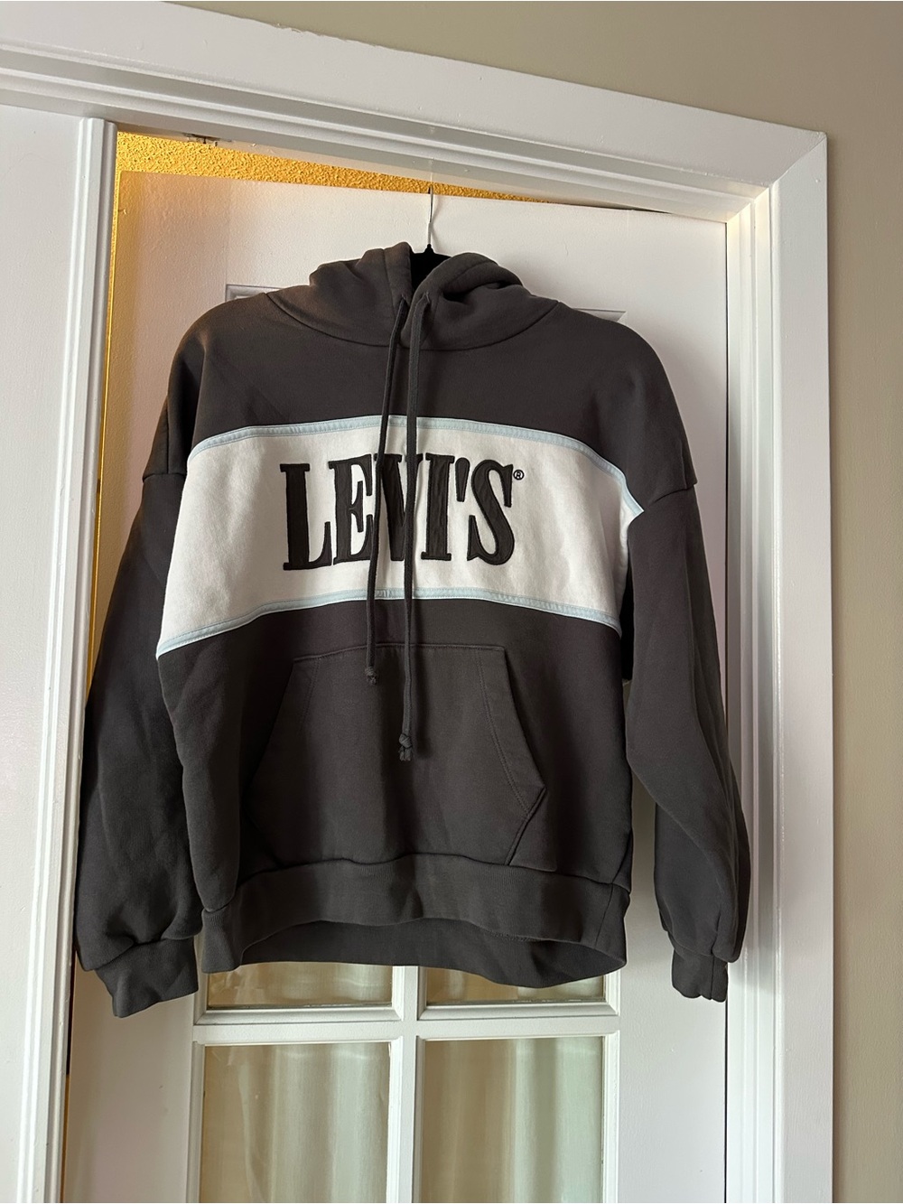 Levi's Charcoal Hoodie with White Logo Panel